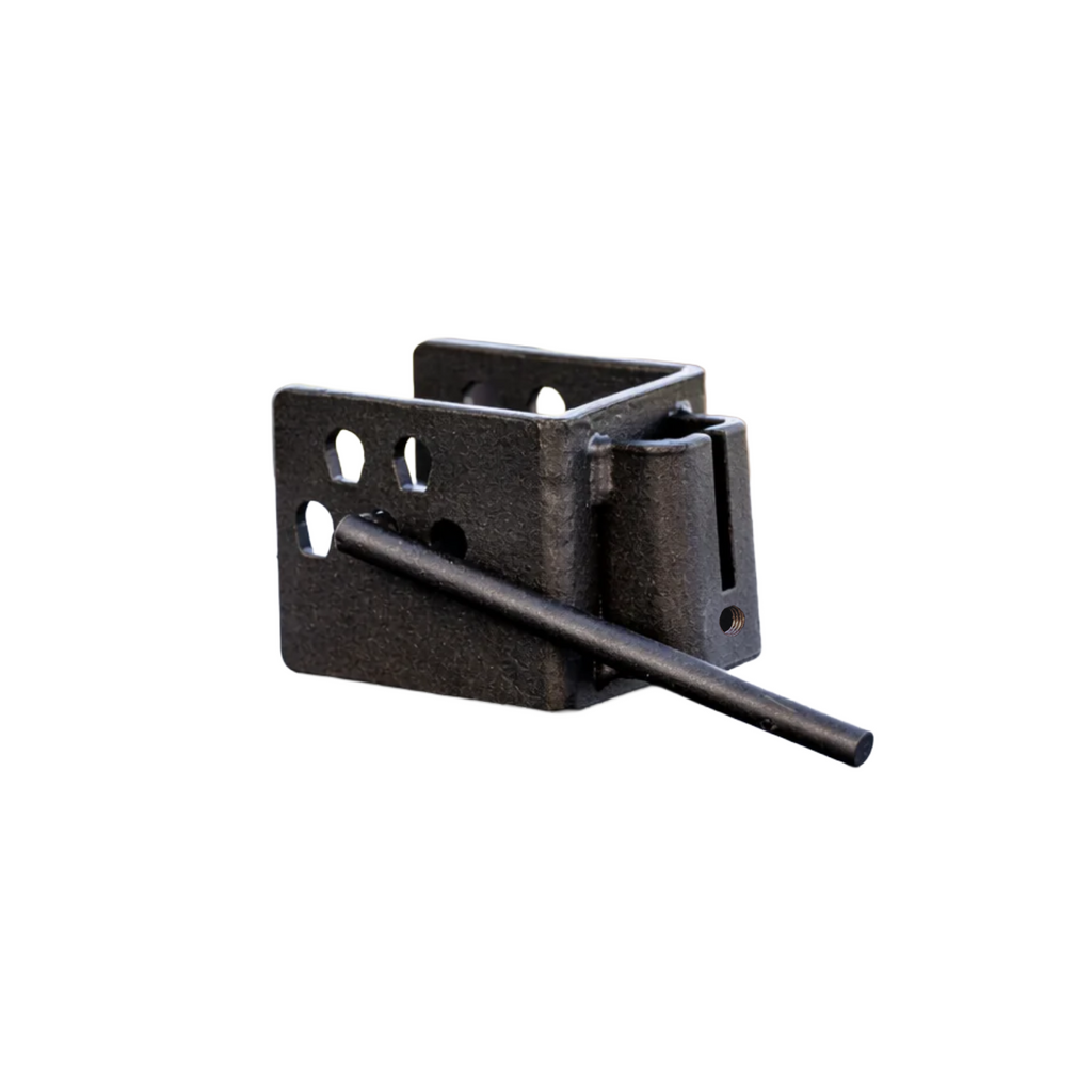 A black Marina Mount metal latch bracket with a diagonal lever arm, shown on a plain white background.