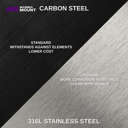 Comparison of Marina Mount carbon steel and corrosion-resistant 316L stainless steel material options